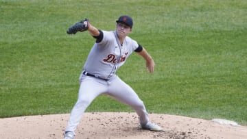 Jun 5, 2021; Chicago, Illinois, USA; Detroit Tigers starting pitcher Tarik Skubal (29) throws a pitch against the Chicago White Sox during the first inning at Guaranteed Rate Field. Mandatory Credit: David Banks-USA TODAY Sports