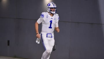 The Carolina Panthers trade up for Zach Wilson in this 2021 NFL mock draft (Photo by Mark Brown/Getty Images)