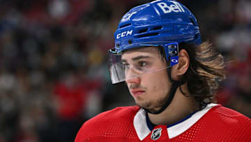MONTREAL, QC - APRIL 15: Alexander Romanov #27 of the Montreal Canadiens skates against the New York Islanders during the first period at Centre Bell on April 15, 2022 in Montreal, Canada. The New York Islanders defeated the Montreal Canadiens 3-0. (Photo by Minas Panagiotakis/Getty Images)