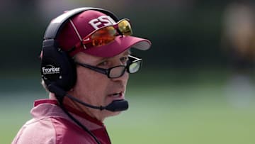 DURHAM, NC - OCTOBER 14: Head coach Jimbo Fisher of the Florida State Seminoles watches on during their game against the Duke Blue Devils at Wallace Wade Stadium on October 14, 2017 in Durham, North Carolina. (Photo by Streeter Lecka/Getty Images)