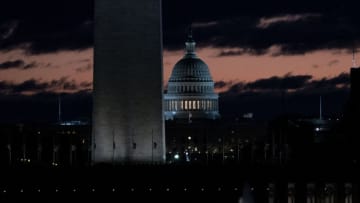 WASHINGTON, DC - DECEMBER 22: The sun rises over the US Capitol and National Mall on December 22, 2018 in Washington, DC. Democrats refused to agree with President Donald Trump's demands for five billion dollars to go towards building a wall on the U.S. southern border. (Photo by Alex Edelman/Getty Images)