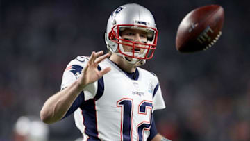 MINNEAPOLIS, MN - FEBRUARY 04: Tom Brady #12 of the New England Patriots celebrates after a 26-yard touchdown pass against the Philadelphia Eagles during the third quarter in Super Bowl LII at U.S. Bank Stadium on February 4, 2018 in Minneapolis, Minnesota. (Photo by Patrick Smith/Getty Images)