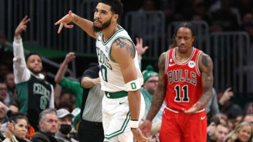 Jayson Tatum, DeMar DeRozan, 2023 NBA Playoff Picture (Photo by Maddie Meyer/Getty Images)