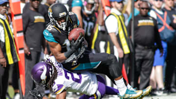 JACKSONVILLE, FL - DECEMBER 11: Jacksonville Jaguars Wide Receiver Allen Robinson (15) nearly makes a catch over Minnesota Vikings Cornerback Trae Waynes (26) during the NFL game between the Minnesota Vikings and the Jacksonville Jaguars on December 11, 2016, at EverBank Field in Jacksonville, Fl. The Vikings defeated the Jaguars 25-16. (Photo by David Rosenblum/Icon Sportswire via Getty Images)