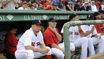 Jun 22, 2016; Boston, MA, USA; Boston Red Sox catcher Christian Vazquez (7) before a game against the Chicago White Sox at Fenway Park. Mandatory Credit: Bob DeChiara-USA TODAY Sports