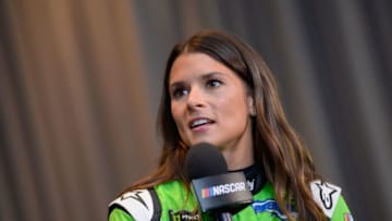 DAYTONA BEACH, FL - FEBRUARY 14: Danica Patrick, driver of the #7 GoDaddy Chevrolet, talks to the media during the Daytona 500 Media Day at Daytona International Speedway on February 14, 2018 in Daytona Beach, Florida. (Photo by Robert Laberge/Getty Images)