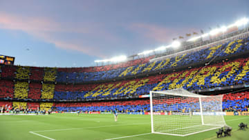 BARCELONA, SPAIN - MAY 01: A general view of the stadium prior to the UEFA Champions League Semi Final first leg match between Barcelona and Liverpool at the Nou Camp on May 1, 2019 in Barcelona, Spain. (Photo by Etsuo Hara/Getty Images)