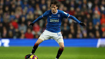 GLASGOW, SCOTLAND - DECEMBER 28: Alex Lowry of Rangers controls the ball during the Cinch Scottish Premiership match between Rangers FC and Motherwell FC at on December 28, 2022 in Glasgow, Scotland. (Photo by Ian MacNicol/Getty Images)