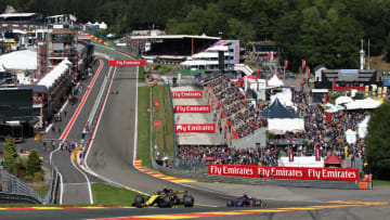 SPA, BELGIUM - AUGUST 25: Carlos Sainz of Spain driving the (55) Renault Sport Formula One Team RS18 on track during final practice for the Formula One Grand Prix of Belgium at Circuit de Spa-Francorchamps on August 25, 2018 in Spa, Belgium. (Photo by Charles Coates/Getty Images)