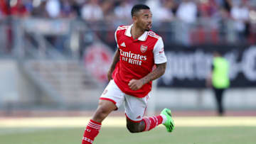 NUREMBERG, GERMANY - JULY 08: Gabriel Jesus of Arsenal runs with the ball during the pre-season friendly match between 1. FC Nürnberg and Arsenal F.C. at Max-Morlock-Stadion on July 08, 2022 in Nuremberg, Germany. (Photo by Alexander Hassenstein/Getty Images)