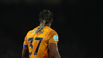 WOLVERHAMPTON, ENGLAND - FEBRUARY 14: Adama Traore of Wolverhampton Wanderers during the Premier League match between Wolverhampton Wanderers and Leicester City at Molineux on February 14, 2020 in Wolverhampton, United Kingdom. (Photo by Matthew Ashton - AMA/Getty Images)