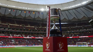 MADRID, SPAIN - APRIL 21: King Cup trophy displayed prior the Spanish Copa del Rey Final match between Barcelona and Sevilla at Wanda Metropolitano on April 21, 2018 in Madrid, Spain. (Photo by Quality Sport Images/Getty Images)