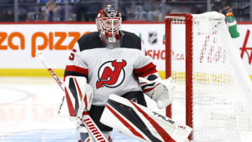 New Jersey Devils goaltender Jonathan Bernier (45): James Carey Lauder-USA TODAY Sports