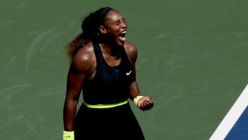 NEW YORK, NEW YORK - AUGUST 24: Serena Williams celebrates a point while playing Arantxa Rus of Netherlands during the Western & Southern Open at the USTA Billie Jean King National Tennis Center on August 24, 2020 in the Queens borough of New York City. (Photo by Matthew Stockman/Getty Images)