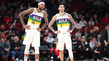 Brandon Ingram #14 and Lonzo Ball #2 of the New Orleans Pelicans (Photo by Abbie Parr/Getty Images)