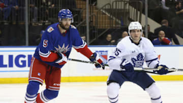 NEW YORK, NEW YORK - DECEMBER 15: Ben Harpur #5 of the New York Rangers skates against the Toronto Maple Leafs at Madison Square Garden on December 15, 2022 in New York City. (Photo by Bruce Bennett/Getty Images)