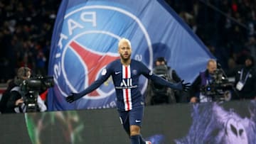 PARIS, FRANCE - JANUARY 12: Neymar Jr of PSG celebrates his first goal during the Ligue 1 match between Paris Saint-Germain (PSG) and AS Monaco (ASM) at Parc des Princes stadium on January 12, 2020 in Paris, France. (Photo by Jean Catuffe/Getty Images)