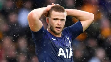 Tottenham Hotspur's English defender Eric Dier reacts after missing a chance during the English Premier League football match between Wolverhampton Wanderers and Tottenham Hotspur at the Molineux stadium in Wolverhampton, central England on December 15, 2019. (Photo by Paul ELLIS / AFP) / RESTRICTED TO EDITORIAL USE. No use with unauthorized audio, video, data, fixture lists, club/league logos or 'live' services. Online in-match use limited to 120 images. An additional 40 images may be used in extra time. No video emulation. Social media in-match use limited to 120 images. An additional 40 images may be used in extra time. No use in betting publications, games or single club/league/player publications. / (Photo by PAUL ELLIS/AFP via Getty Images)