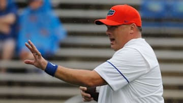 Oct 15, 2016; Gainesville, FL, USA;Florida Gators defensive coordinator Geoff Collins prior to the game at Ben Hill Griffin Stadium. Mandatory Credit: Kim Klement-USA TODAY Sports