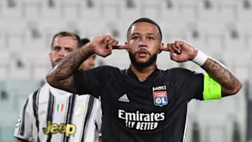 Lyon's Dutch forward Memphis Depay. (Photo by Miguel MEDINA / AFP) (Photo by MIGUEL MEDINA/AFP via Getty Images)