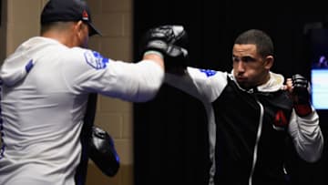 LAS VEGAS, NV - APRIL 23: Robert Whittaker of New Zealand warms up backstage during the UFC 197 event inside MGM Grand Garden Arena on April 23, 2016 in Las Vegas, Nevada. (Photo by Jeff Bottari/Zuffa LLC/Zuffa LLC via Getty Images)
