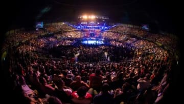 Nov 7, 2015; Sao Paulo, Brazil; General view of the octagon before the fight between Fabio Maldonado and Corey Anderson during UFC Fight Night at Ibirapuera Gymnasium. Mandatory Credit: Jason Silva-USA TODAY Sports