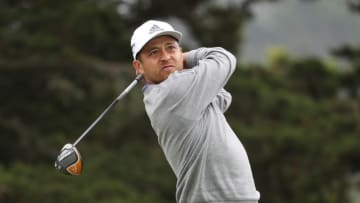 SAN FRANCISCO, CALIFORNIA - AUGUST 09: Xander Schauffele of the United States plays his shot from the 14th tee during the final round of the 2020 PGA Championship at TPC Harding Park on August 09, 2020 in San Francisco, California. (Photo by Jamie Squire/Getty Images)