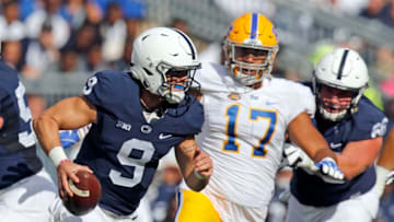 STATE COLLEGE, PA - SEPTEMBER 09: Trace McSorley #9 of the Penn State Nittany Lions rolls out under pressure against the Pittsburgh Panthers at Beaver Stadium on September 9, 2017 in State College, Pennsylvania. (Photo by Justin K. Aller/Getty Images)