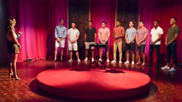 THE BACHELORETTE - "1602" - Clare left no doubt the first night that she knew what she was looking for and let the men know it! Nine eager suitors get the opportunity to impress Clare as they learn how to communicate through the languages of love. Jason is the lucky bachelor to go on the first one-on-one date, but will he reveal some dark secrets from his youth and still be able to gain Clare's acceptance? Then things turn really intense when 10 men show off something totally different - competing in a revealing game of dodgeball. Clare's explosive moment with one suitor leads to an immediate reaction. Another bachelor, uncomfortable with the dodgeball competition, plans to confront Clare about her behavior as the drama is ratcheted up from the very start of her journey on "The Bachelorette," TUESDAY, OCT. 20 (8:00-10:01 p.m. EDT), on ABC. (ABC/Craig Sjodin)BENNETT, ZACH J., JORDAN C., YOSEF, IVAN, ZAC C., BEN, RILEY, DALE