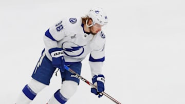 Sep 25, 2020; Edmonton, Alberta, CAN; Mikhail Sergachev. Mandatory Credit: Perry Nelson-USA TODAY Sports