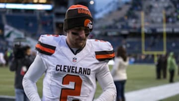 SEATTLE, WA - DECEMBER 20: Quarterback Johnny Manziel #2 of the Cleveland Browns leaves the field after a football game against the Seattle Seahawks at CenturyLink Field on December 20, 2015 in Seattle, Washington. The Seahawks won the game 30-13. (Photo by Stephen Brashear/Getty Images)