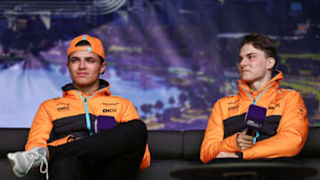 Lando Norris and Oscar Piastri, McLaren, Formula 1 (Photo by Qian Jun/MB Media/Getty Images)