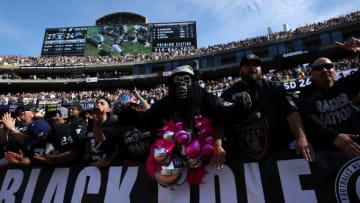 OAKLAND, CA - OCTOBER 09: Fans cheer in the stands during the NFL game between the Oakland Raiders and the San Diego Chargers at Oakland-Alameda County Coliseum on October 9, 2016 in Oakland, California. (Photo by Ezra Shaw/Getty Images)