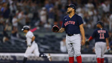NEW YORK, NY - JULY 18: Pitcher Darwinzon Hernandez #63 of the Boston Red Sox (Photo by Rich Schultz/Getty Images)