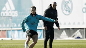 MADRID, SPAIN - JANUARY 17: Cristiano Ronaldo of Real Madrid in action during a training session at Valdebebas training ground on January 17, 2018 in Madrid, Spain. (Photo by Angel Martinez/Real Madrid via Getty Images)