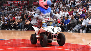 LOS ANGELES, CA - APRIL 18: Chuck the Condor, mascot of the LA Clippers, entertains the crowd during Game Two of the Western Conference Quarterfinals against the Utah Jazz of the 2017 NBA Playoffs on April 18, 2017 at STAPLES Center in Los Angeles, California. NOTE TO USER: User expressly acknowledges and agrees that, by downloading and/or using this photograph, user is consenting to the terms and conditions of the Getty Images License Agreement. Mandatory Copyright Notice: Copyright 2017 NBAE (Photo by Andrew D. Bernstein/NBAE via Getty Images)