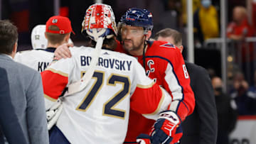 Sergei Bobrovsky, Alex Ovechkin, Washington Capitals Mandatory Credit: Geoff Burke-USA TODAY Sports