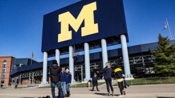 Only family and friends, besides media, were allowed to attend the Michigan Wolverines football game against rival Michigan State Spartans in Ann Arbor, Saturday, Oct. 31, 2020.Michigan Stadium entrance, M Go Blue logo, Go Blue, Block M logo