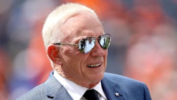 DENVER, CO - SEPTEMBER 17: Owner Jerry Jones of the Dallas Cowboys stands on the sidelines before the game against the Denver Broncos at Sports Authority Field at Mile High on September 17, 2017 in Denver, Colorado. (Photo by Matthew Stockman/Getty Images)