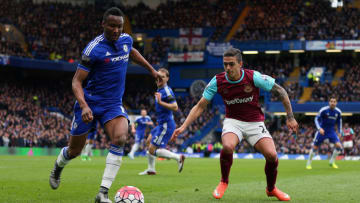 LONDON, ENGLAND - MARCH 19 : Mikel John Obi of Chelsea and Manuel Lanzini of West Ham United during the Barclays Premier League match between Chelsea and West Ham United at Stamford Bridge on March 19, 2016 in London, England. (Photo by Catherine Ivill - AMA/Getty Images)