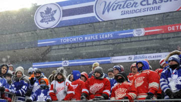 TORONTO , ON - JANUARY 1: Some of the record 105,000 fans take in the action between the Toronto Maple Leafs and the Detroit Red Wings during NHL game action during the 2014 Bridgestone NHL Winter Classic January 1, 2014 at Michigan Stadium in Ann Arbor, Michigan. (Photo by Graig Abel/NHLI via Getty Images)