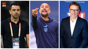 Xavi, Pep Guardiola et Laurent Blanc. 