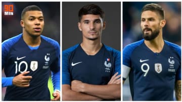 Kylian Mbappé, Houssem Aouar, Olivier Giroud. 