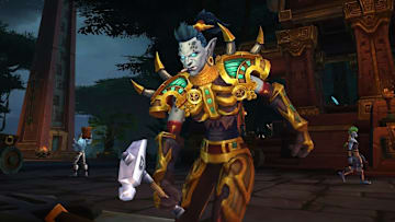 A Zandalari Troll pictured in their home city of Zuldazar