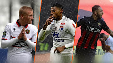 Kasper Dolberg, Jeff Reine-Adelaïde et Amine Gouiri. 