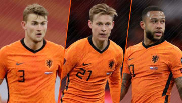 Mathijs de Ligt, Frenkie de Jong et Memphis Depay, étendards des Pays-Bas.