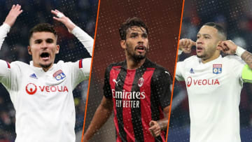 Houssem Aouar, Lucas Paqueta et Memphis Depay. 