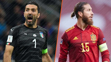 Buffon, gardien légendaire de l'Italie et Sergio Ramos, roc éternel de l'Espagne. 