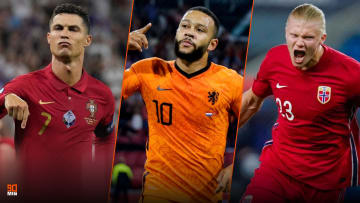Cristiano Ronaldo, Memphis Depay et Erling Håland. 
