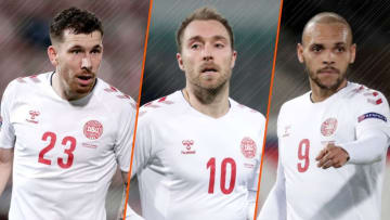 Pierre-Emil Hojbjerg, Christian Eriksen et Martin Braithwaite. 